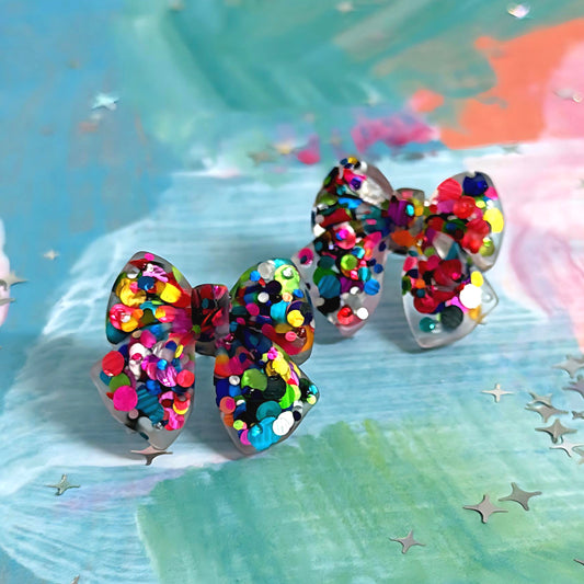 PARTY BOWS : Handmade Resin Midi Stud Earrings