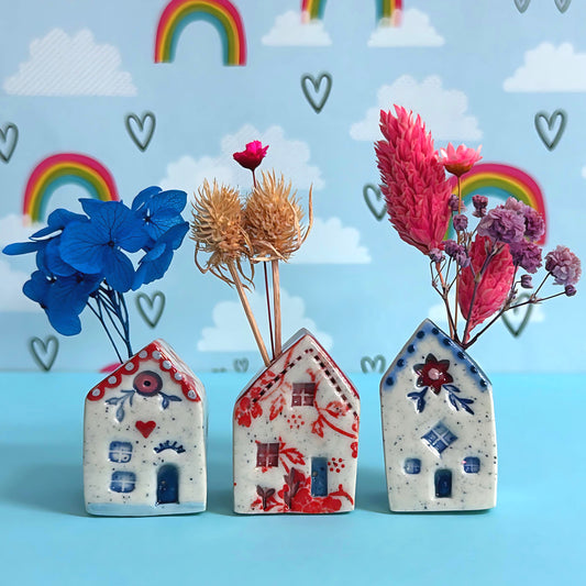 Hello Little HOMES 12 : Choose your design : Handpainted Ceramic Vases & Sculptures by Jo Kealley