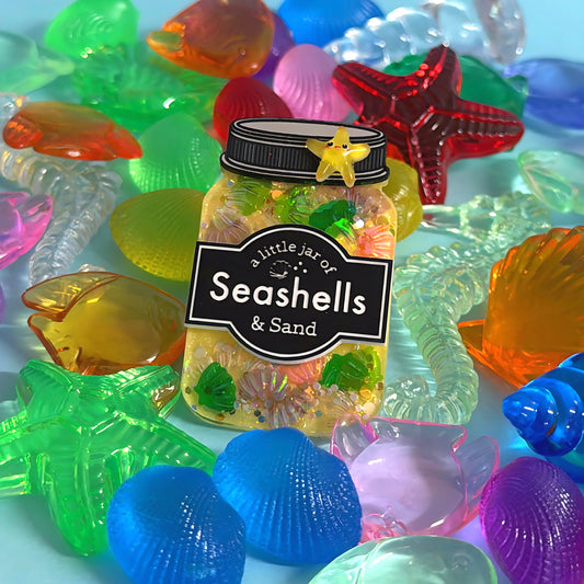 A LITTLE JAR OF : SEASHELLS & SAND : Handmade Resin & Acrylic BROOCH