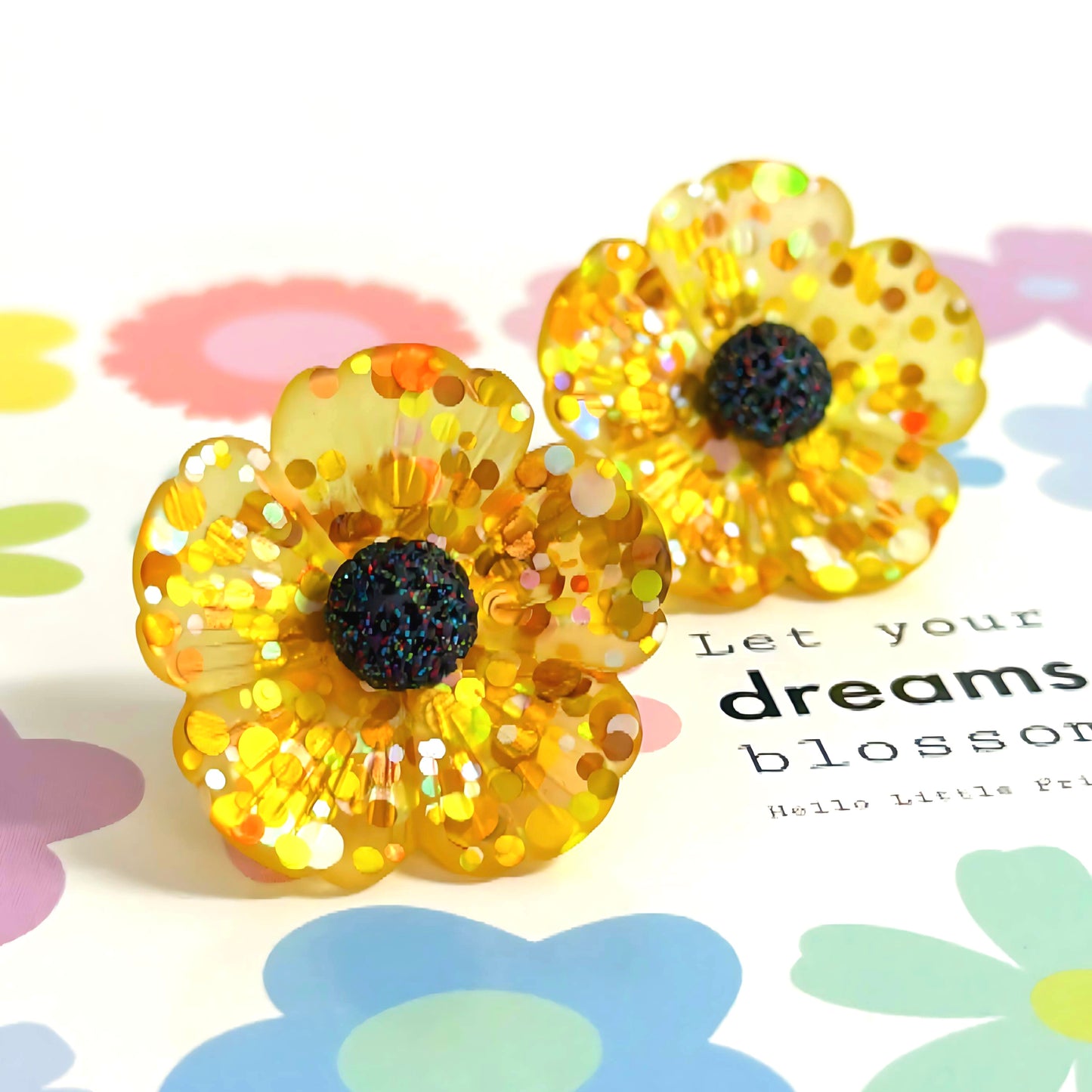 CONFETTI POPPIES : Handmade Resin STATEMENT STUDS