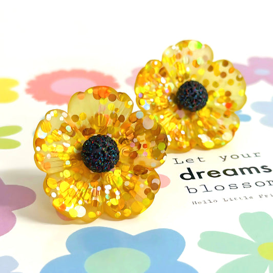 CONFETTI POPPIES : Handmade Resin STATEMENT STUDS