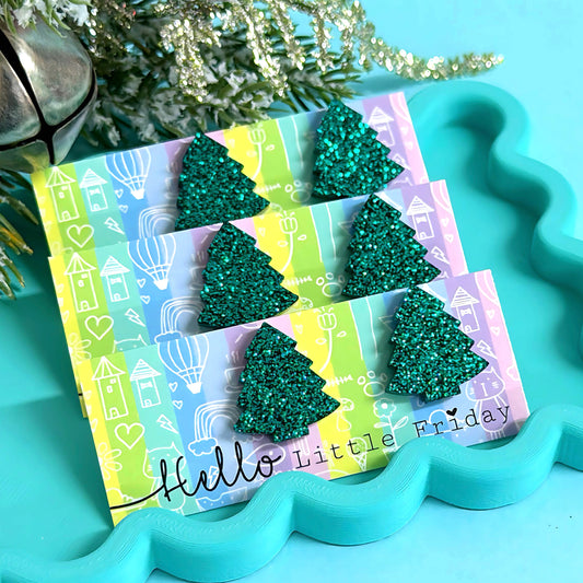 MINI CHRISTMAS TREES : DEEP EMERALD GREEN : Handmade Resin STUD Earrings