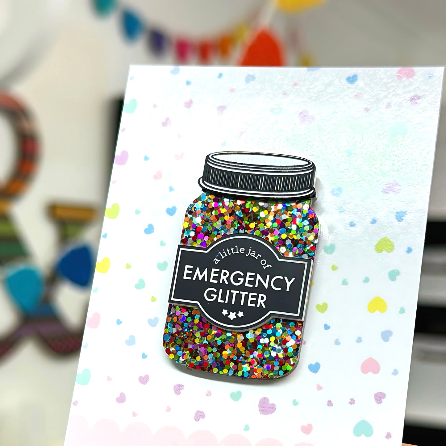 Limited Edition  : A LITTLE JAR OF : EMERGENCY GLITTER : Handmade Resin & Acrylic BROOCH