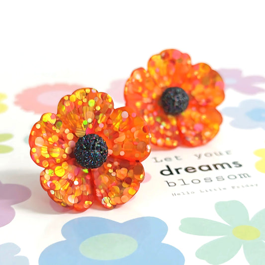 CONFETTI POPPIES : Handmade Resin STATEMENT STUDS