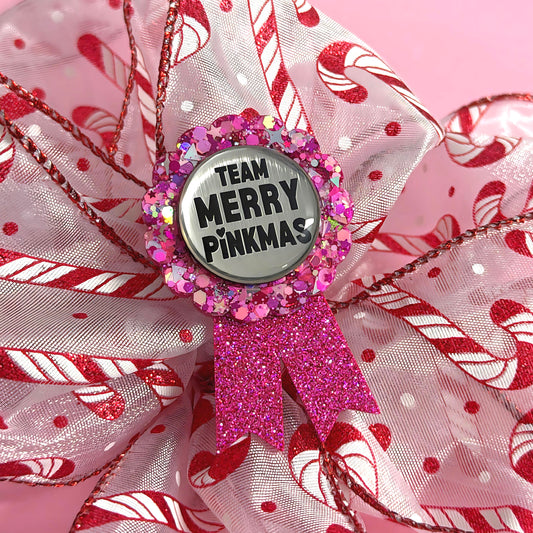 TEAM MERRY PINKMAS : Shimmering Pinks Ribbon Award : Handmade Resin & Acrylic BROOCH
