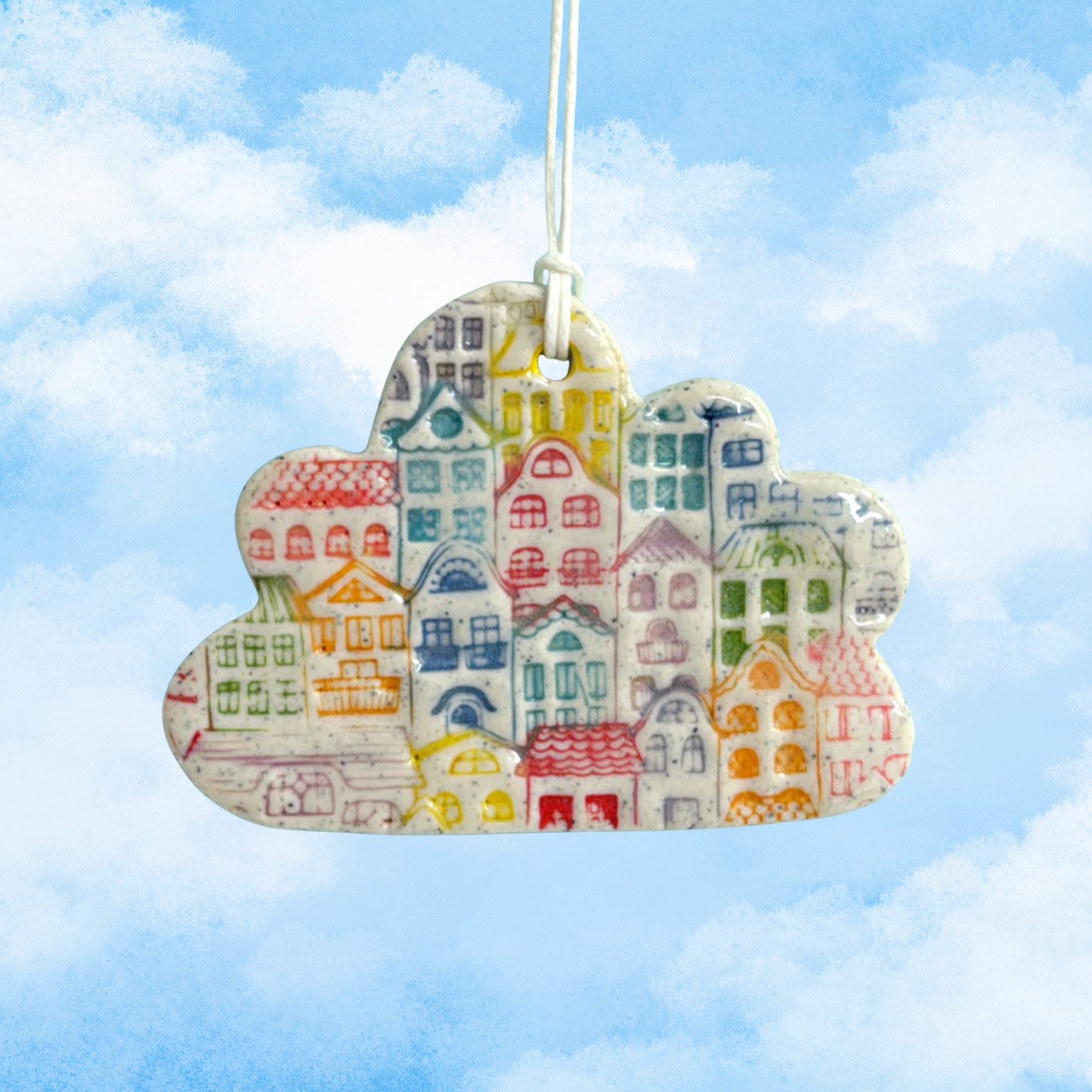 MY RAINBOW HOME - Wall Art or Keepsake : One of a kind : Handmade Ceramic Ornament by Jo Kealley