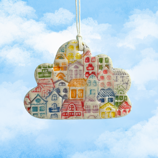 MY RAINBOW HOME - Wall Art or Keepsake : One of a kind : Handmade Ceramic Ornament by Jo Kealley
