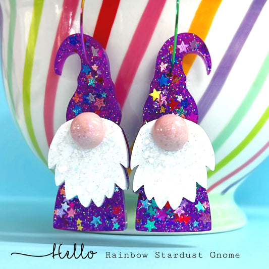 HELLO LITTLE GNOME : RAINBOW STARDUST : Handmade Resin DROP Earrings