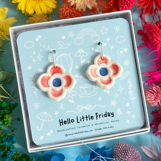 LILACS Rose pink ~ One of a kind pair : PORCELAIN Drop Earrings Handmade by Jo Kealley