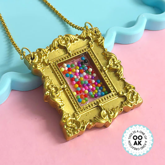 HELLO LITTLE FAIRYBREAD : LARGE PORTRAIT CAMEO : Fairy Bread Framed PENDANT