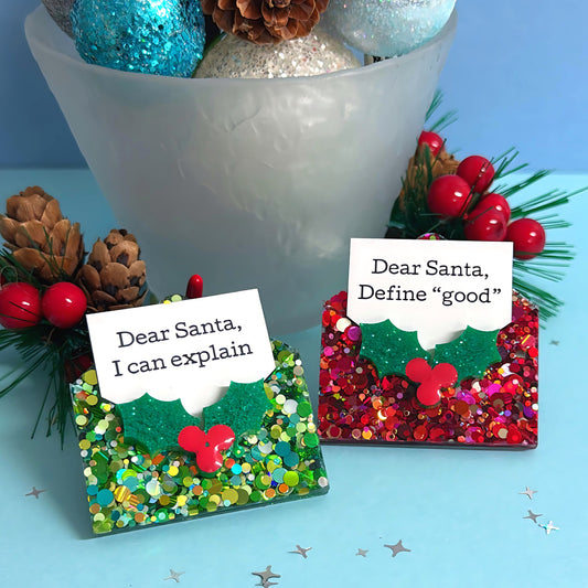 DEAR SANTA : Choose your colour : Handmade Resin & Acrylic BROOCH