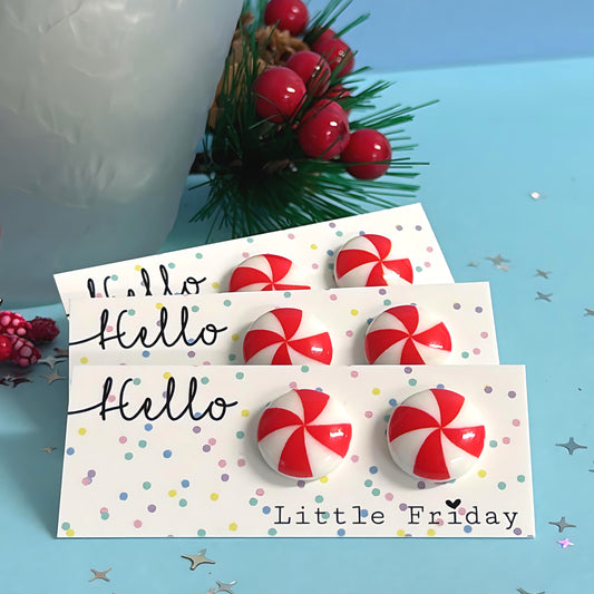 CANDY PINWHEELS : Handmade Acrylic STUD Earrings
