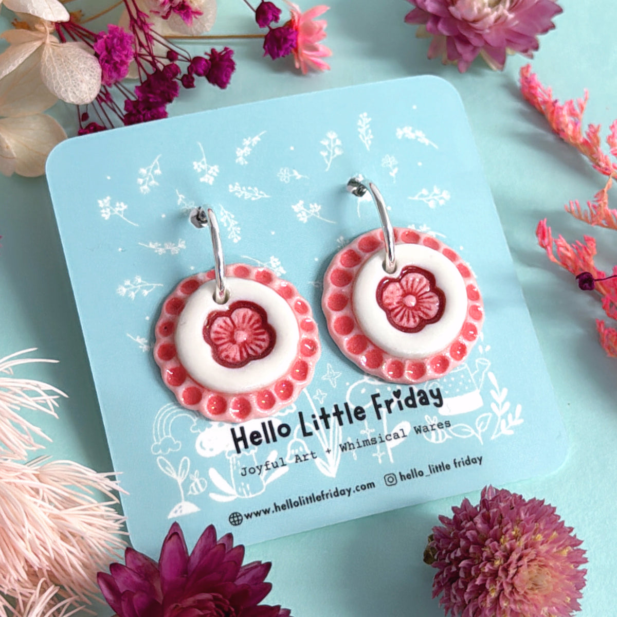 RUFFLE BLOOMS ~ Choose your colour : PORCELAIN Drop Earrings by Jo Kealley