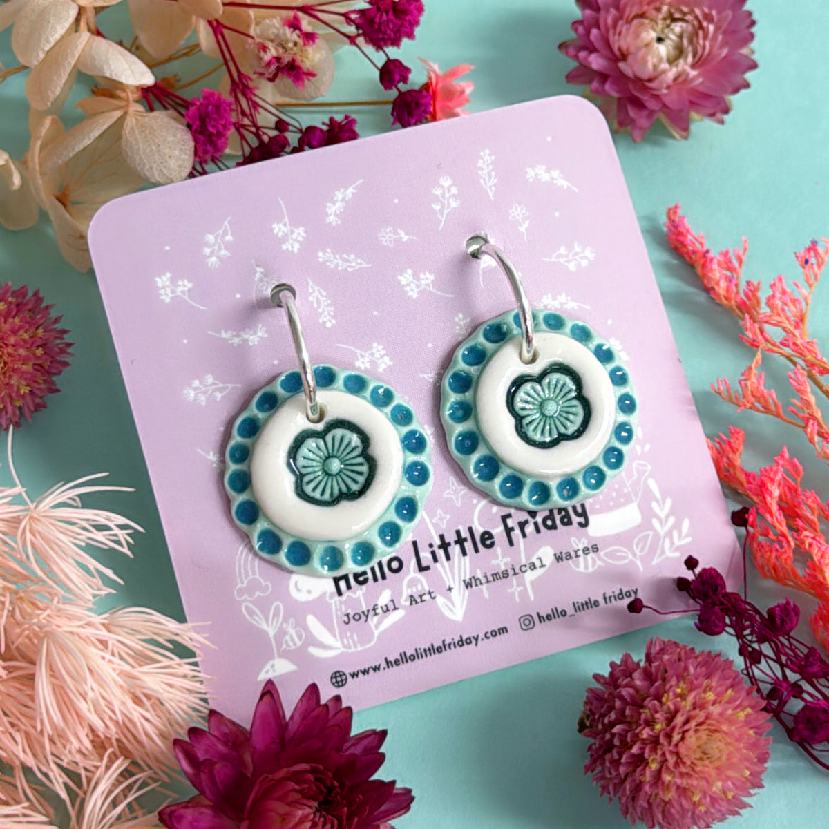 RUFFLE BLOOMS ~ Choose your colour : PORCELAIN Drop Earrings by Jo Kealley
