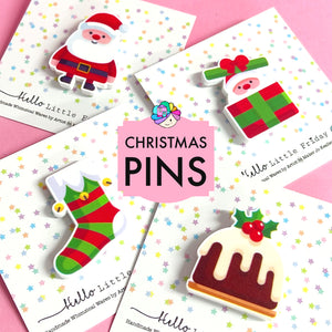 CHRISTMAS PINS : Choose your design : Acrylic Pin Brooch