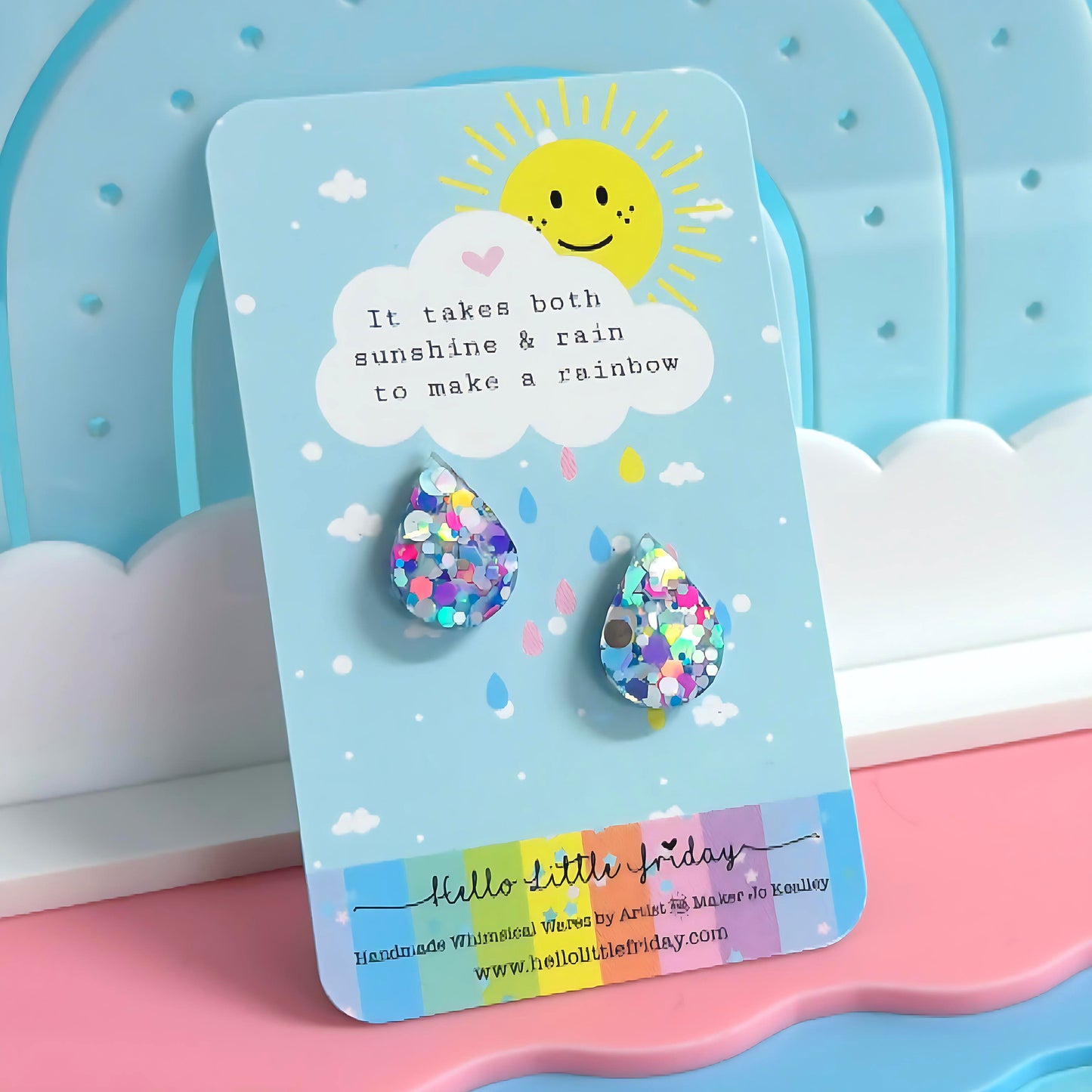 COTTON CANDY RAINDROPS : Handmade Resin STUD Earrings