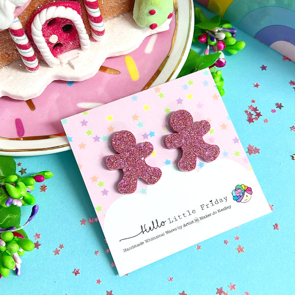 I LOVE GINGERBREAD : Handmade Resin STUD Earrings