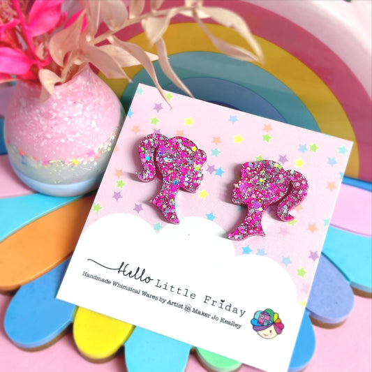 PRETTY IN PINK : Handmade Resin STUD Earrings