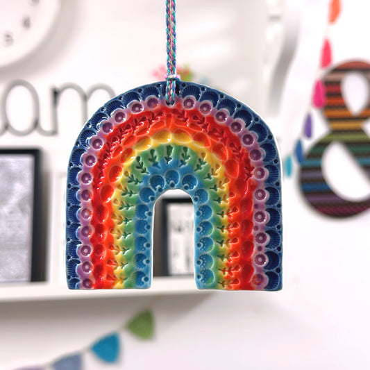 One of a kind RAINBOW TALISMAN Wall Art : Handmade Porcelain Ornament by Jo Kealley