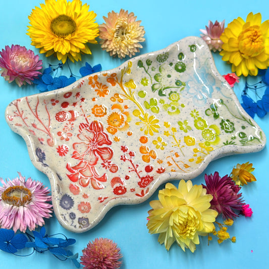 Medium rectangular plate ~ BOTANICA CERAMICA Treats & Tapas Collection Handmade Ceramic by Jo Kealley
