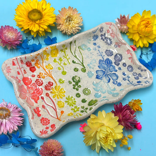 Medium rectangular plate ~ BOTANICA CERAMICA Treats & Tapas Collection Handmade Ceramic by Jo Kealley