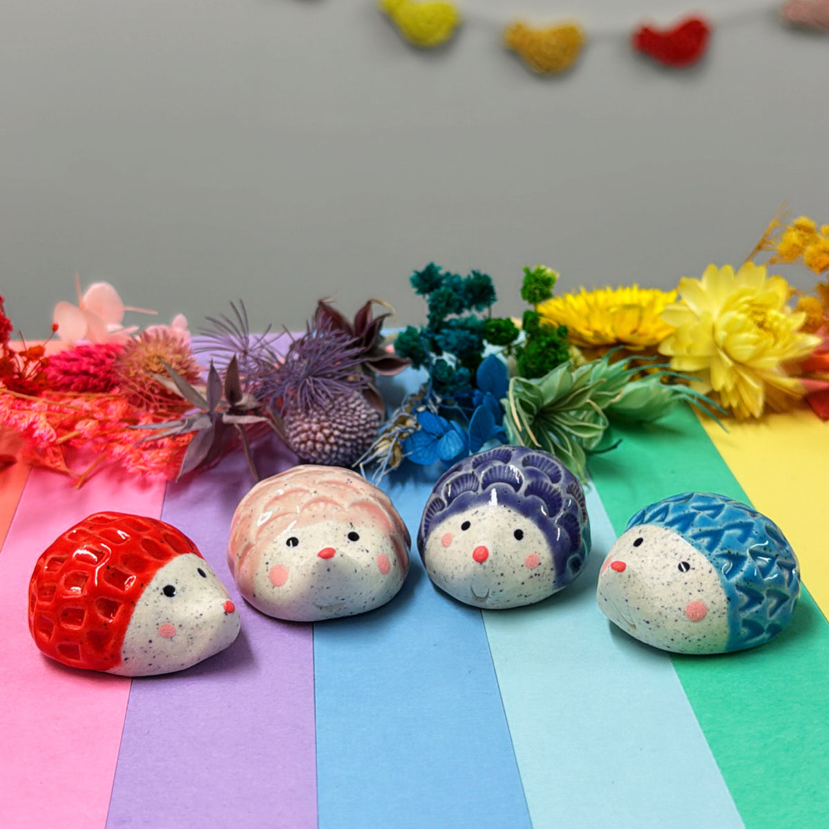 Hello Little HEDGEHOGS : Choose your colour : Handmade Ceramic Whimsies by Jo Kealley