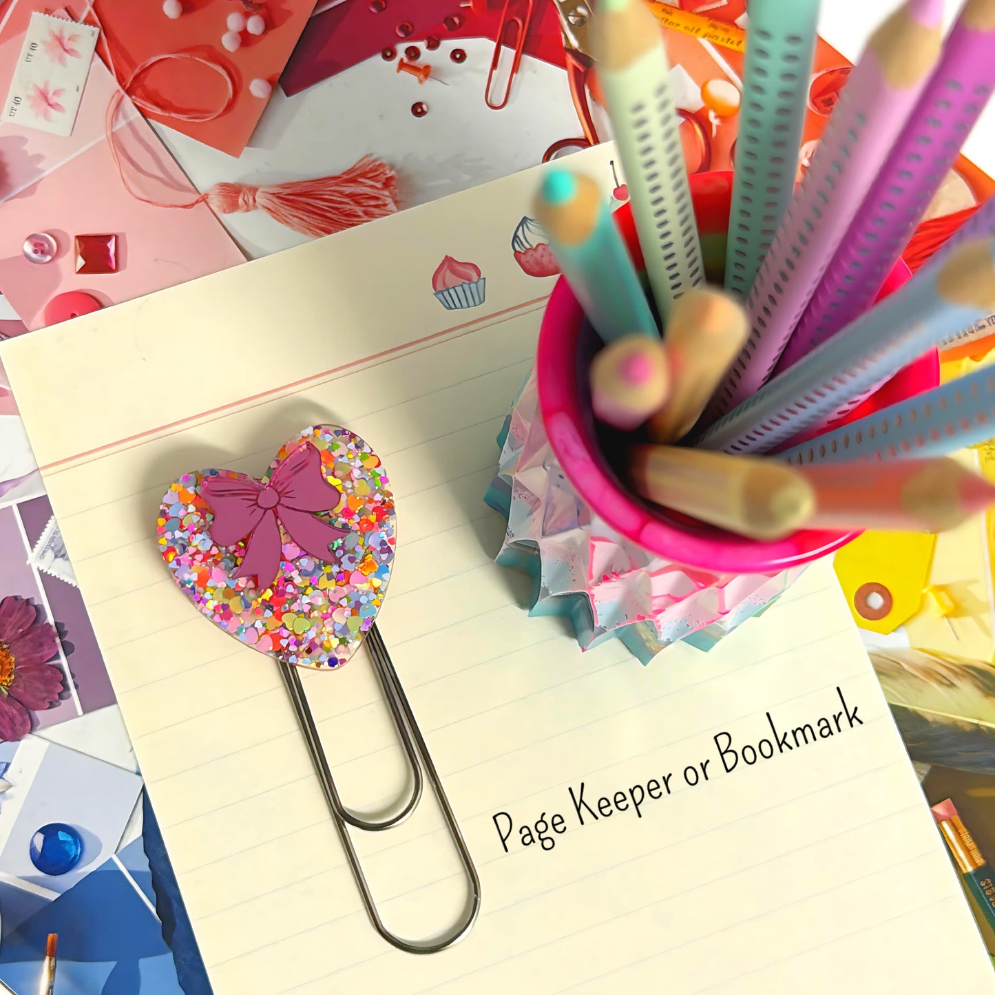 PAGE KEEPER & BOOKMARK : Handmade Resin Bookmark or Planner Clip