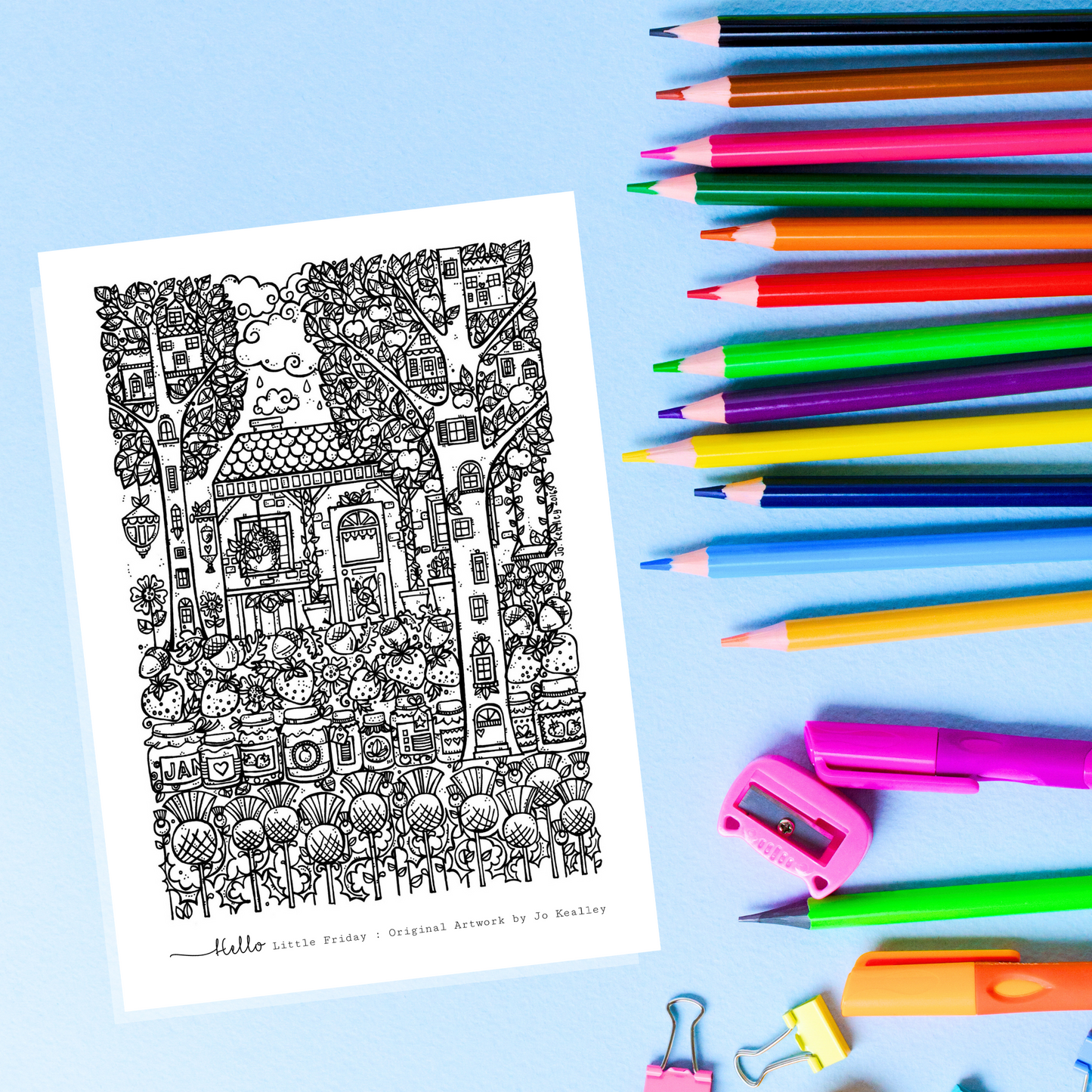 ART PRINTS & COLOURING CARDS : Set of 5 A5