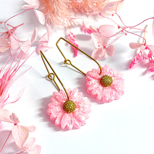 CRAZY FOR DAISY : Medium : Handmade Resin Drop Earrings