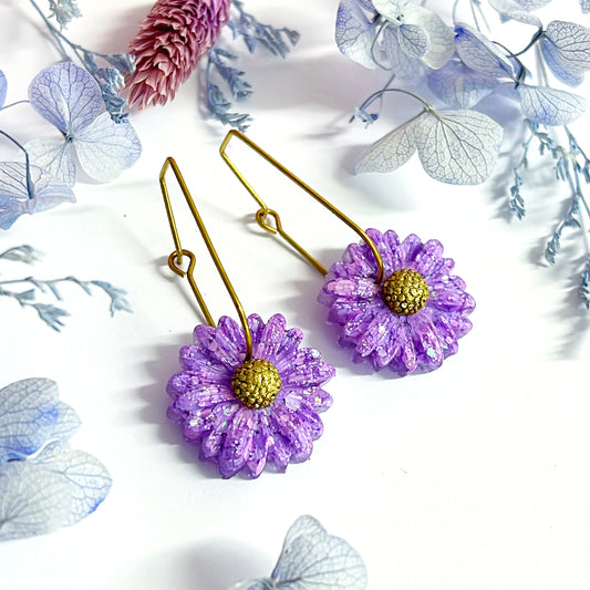 CRAZY FOR DAISY : Medium : Handmade Resin Drop Earrings