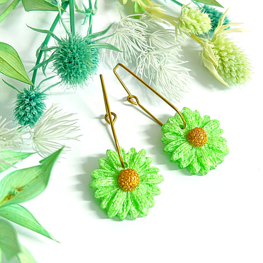 CRAZY FOR DAISY : Medium : Handmade Resin Drop Earrings