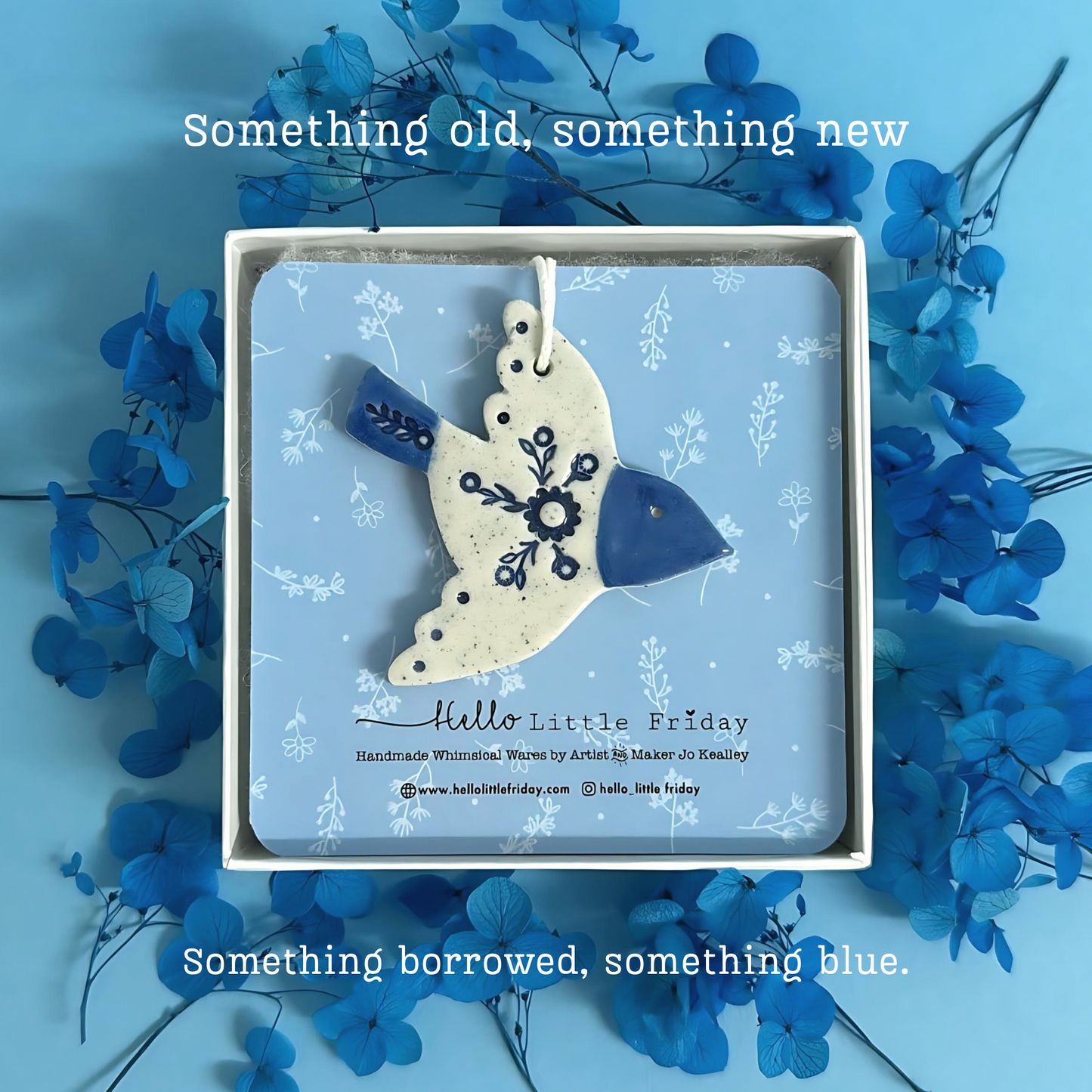 BLUEBIRD OF HAPPINESS : BRIDAL GIFT - KERPSAKE : Handmade Ceramic Keepsake by Jo Kealley