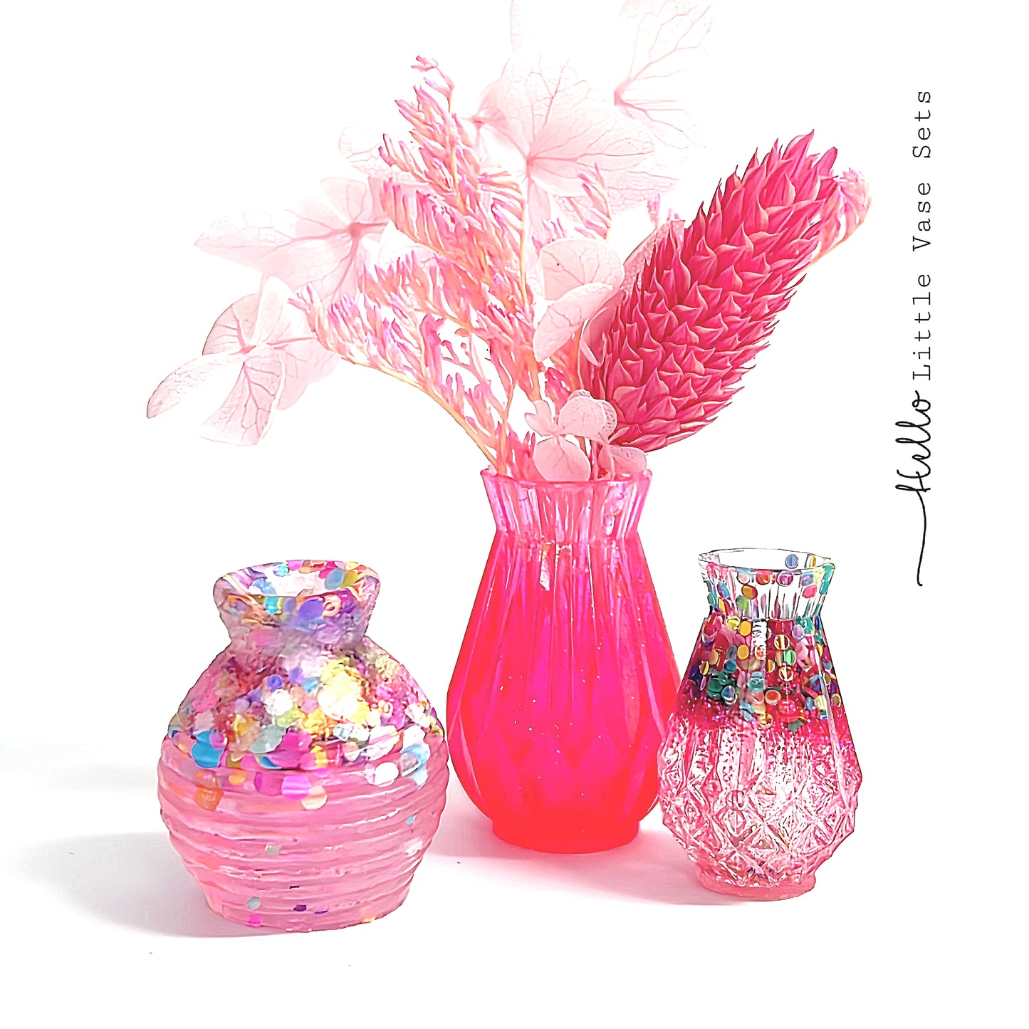 HELLO LITTLE VASE SETS : Set of 3 : Cast Resin Miniature Vases