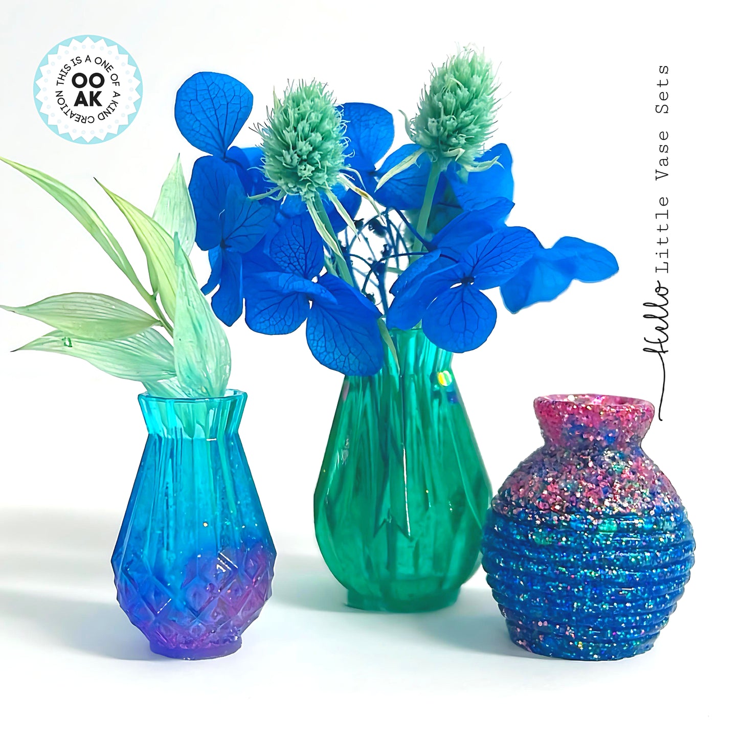 HELLO LITTLE VASE SETS : Set of 3 : Cast Resin Miniature Vases