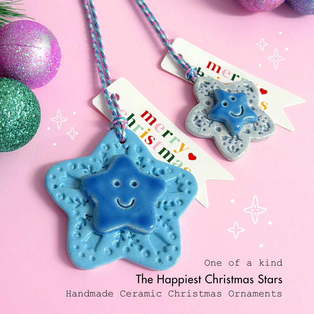 One of a kind ~ Choose your size & design : Handmade Ceramic Christmas Ornaments by Jo Kealley