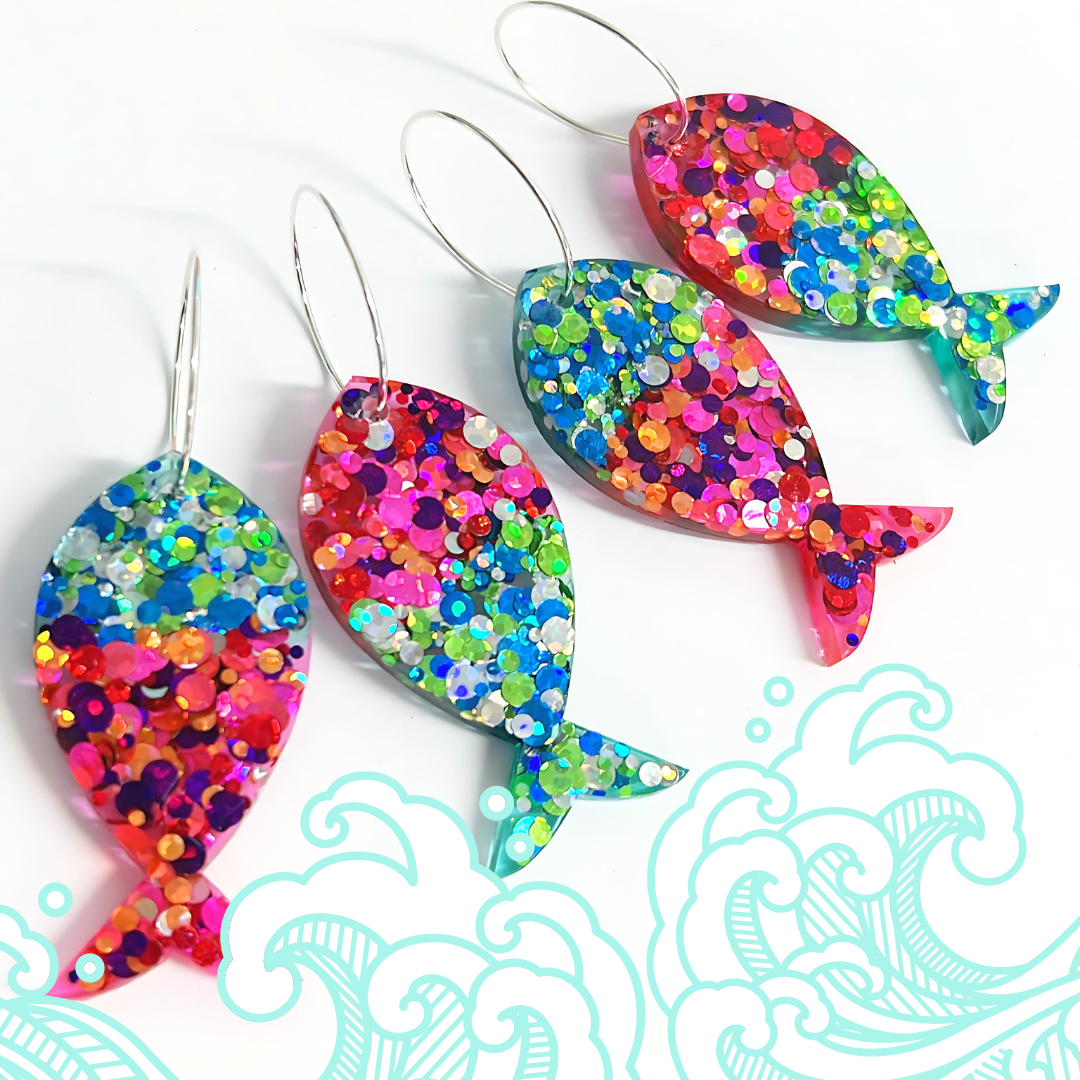 UNDER THE SEA : FISH : Handmade Resin DROP Earrings