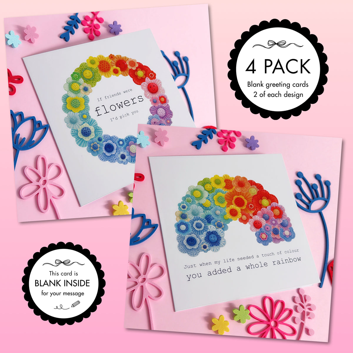 The Wallflowers GREETING CARD PACK of 4 by Jo Kealley
