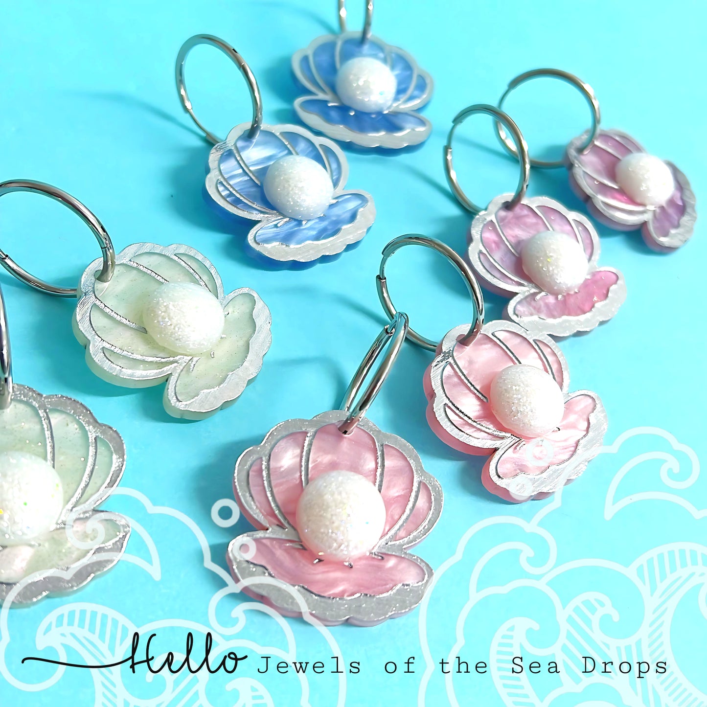 JEWELS OF THE SEA : Choose your colour : Handmade Resin & Acrylic DROP Earnings