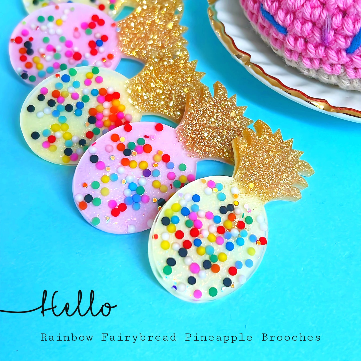 FAIRYBREAD PINEAPPLES : Choose your colour : Handmade Resin BROOCH