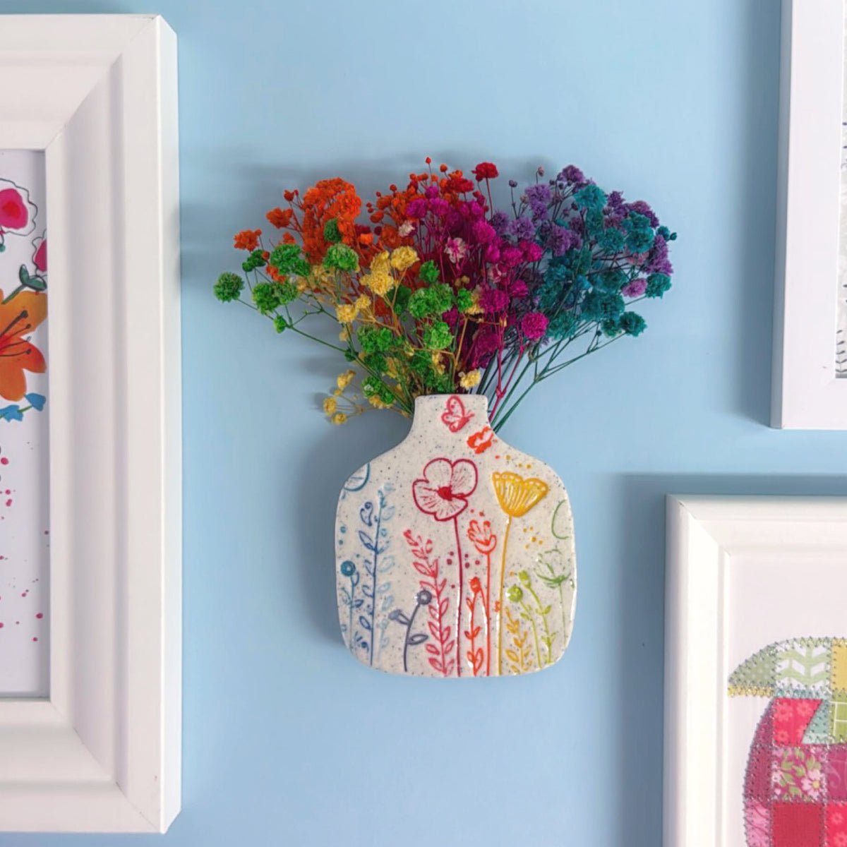 BOTANICA CERAMICA : Rainbow Handmade Ceramic Wall Vase - Medium by Jo Kealley