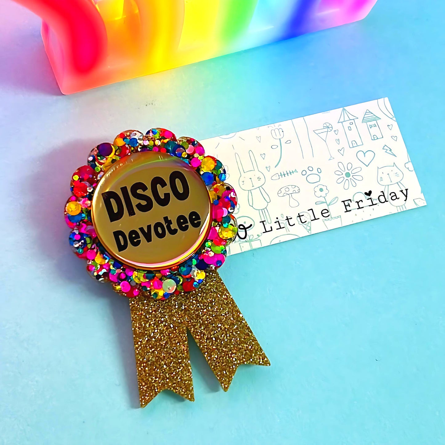 HELLO LITTLE AWARD :  DISCO DEVOTEE : Handmade Resin & Acrylic BROOCH