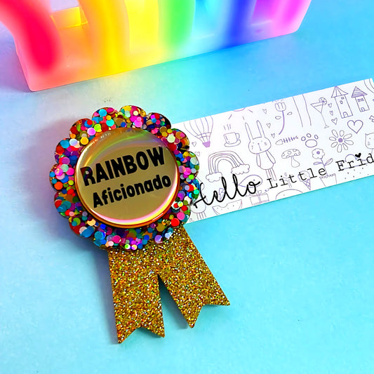 HELLO LITTLE AWARD :  RAINBOW AFICIONADO : Handmade Resin & Acrylic BROOCH