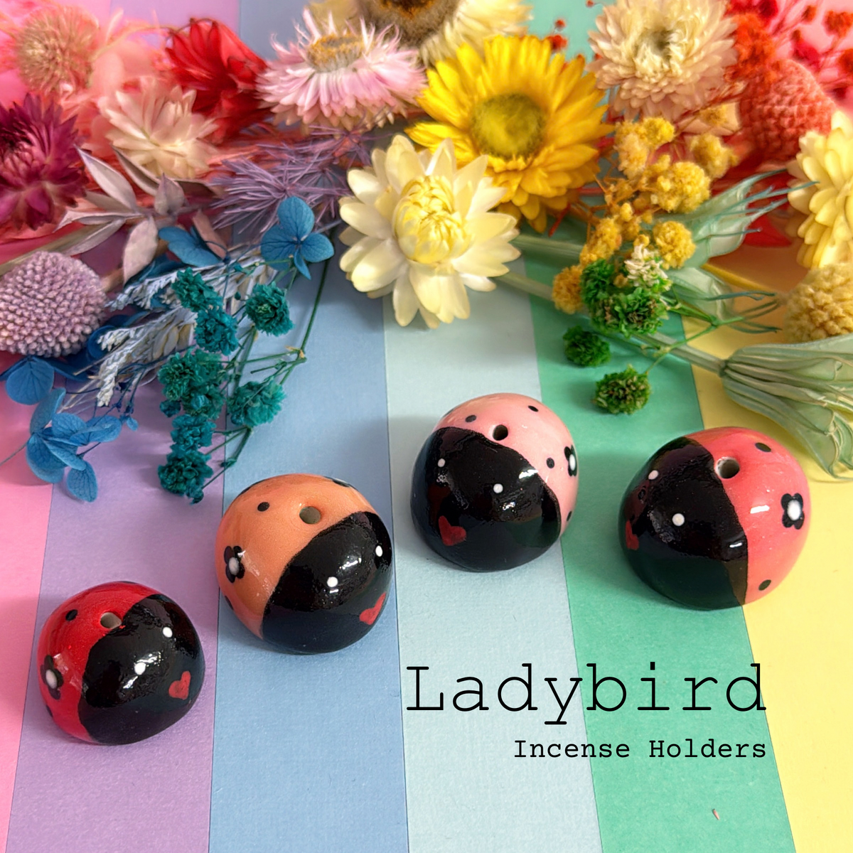 Hello Little LADYBIRD : Choose your colour : Handmade Ceramic INCENSE HOLDERS by Jo Kealley