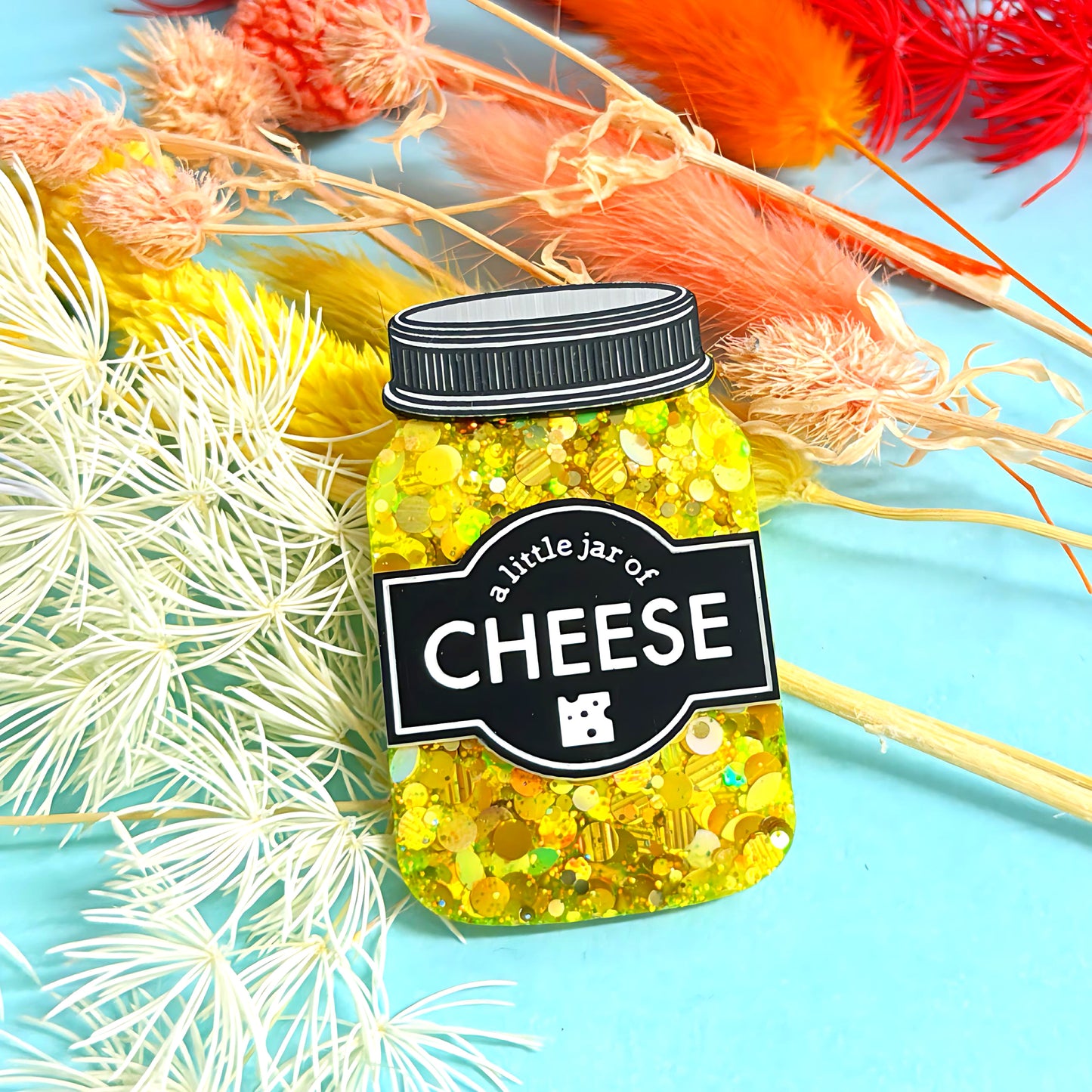 A LITTLE JAR OF : CHEESE : Handmade Resin & Acrylic BROOCH