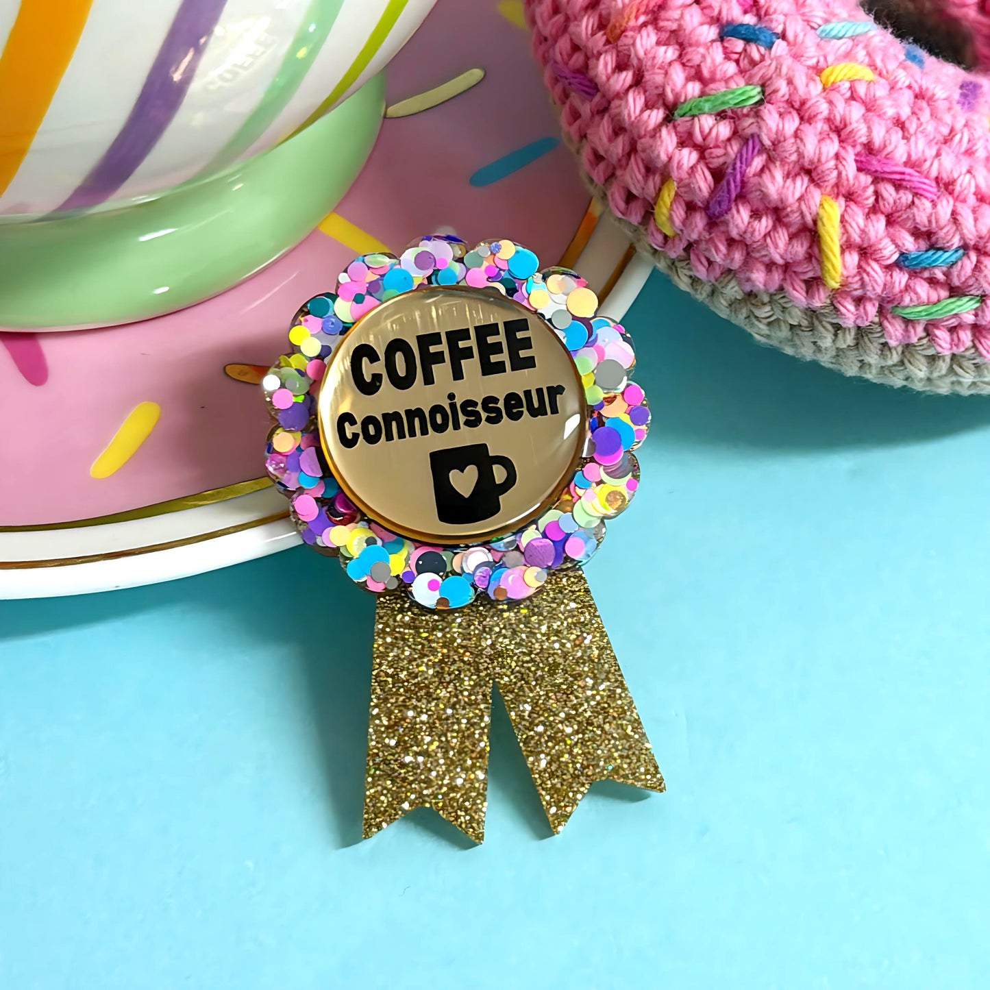 HELLO LITTLE AWARD : Coffee Connoisseur : Handmade Resin & Acrylic BROOCH