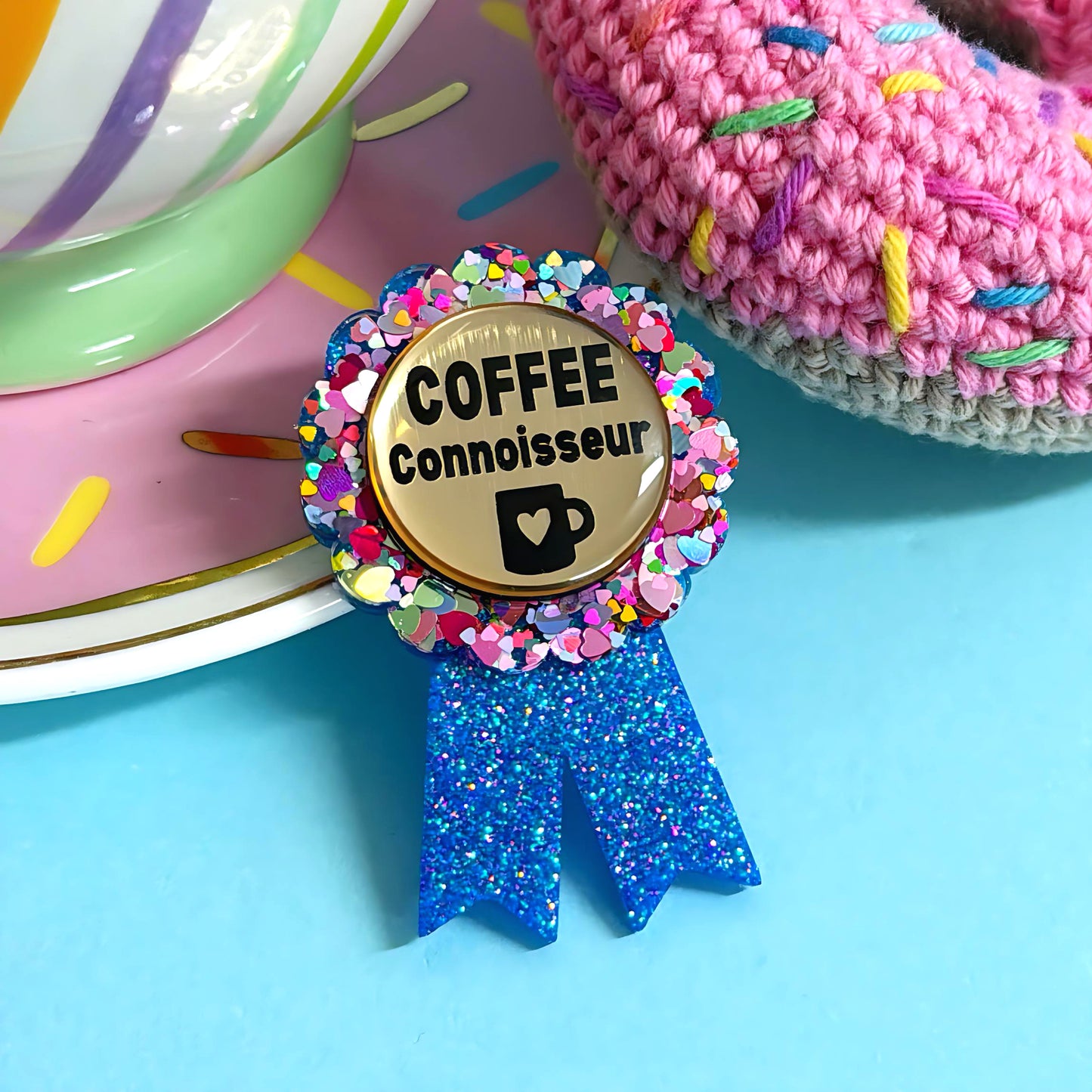 HELLO LITTLE AWARD : Coffee Connoisseur : Handmade Resin & Acrylic BROOCH