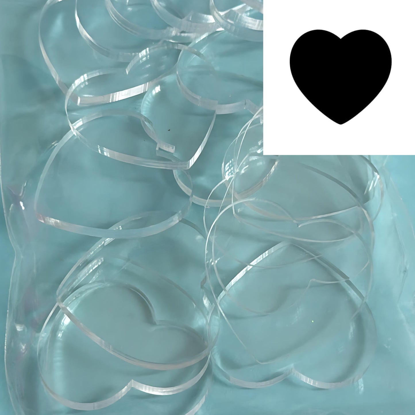 35mm HEART drop earring size: 3mm clear gloss Acrylic components : Destash item