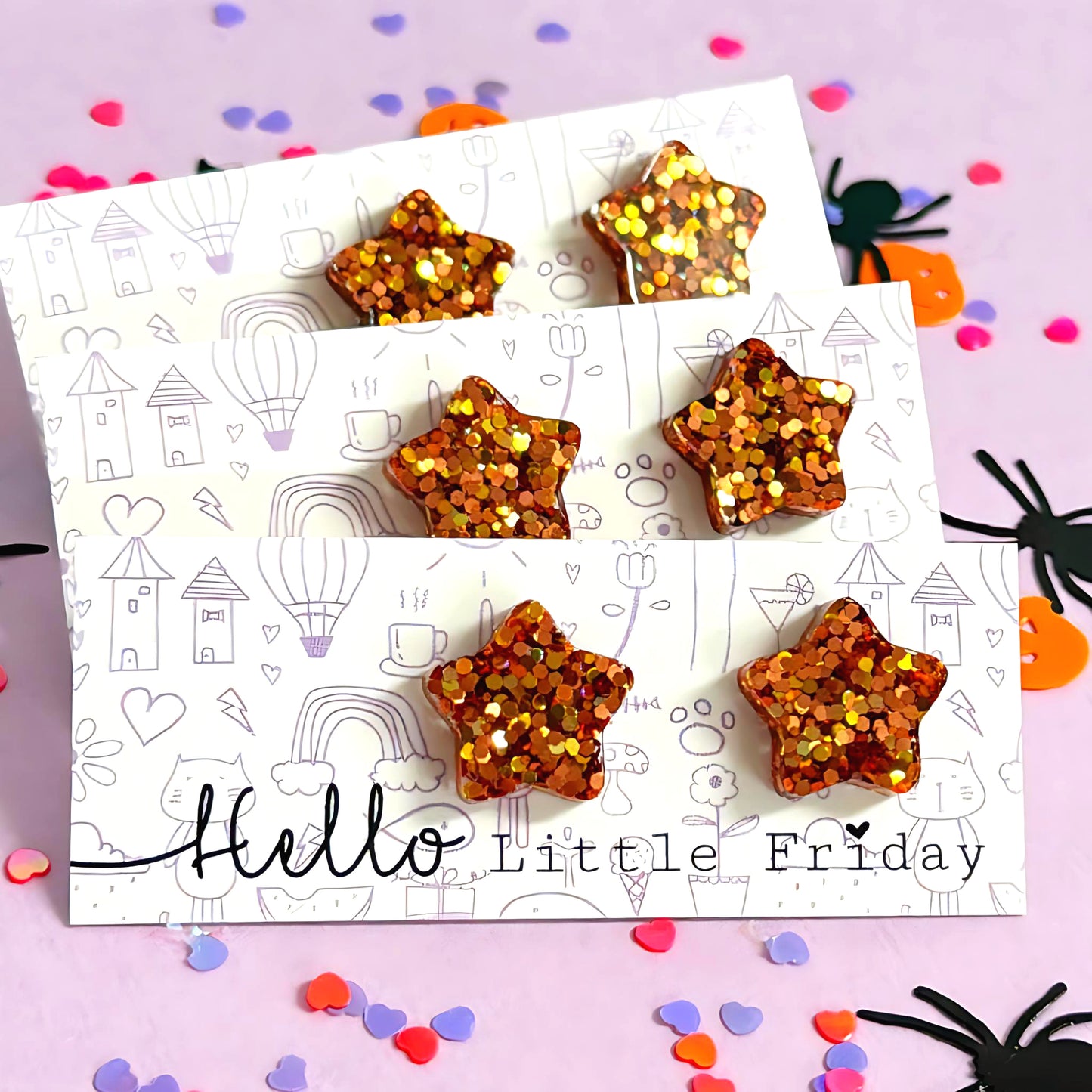 PUMPKIN SPICE STARS : SMALL : Handmade Resin Earrings