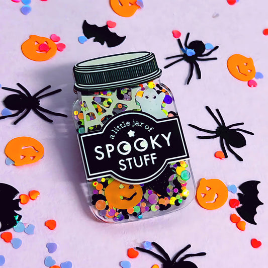 A LITTLE JAR OF : SPOOKY STUFF :  Handmade Resin & Acrylic BROOCH