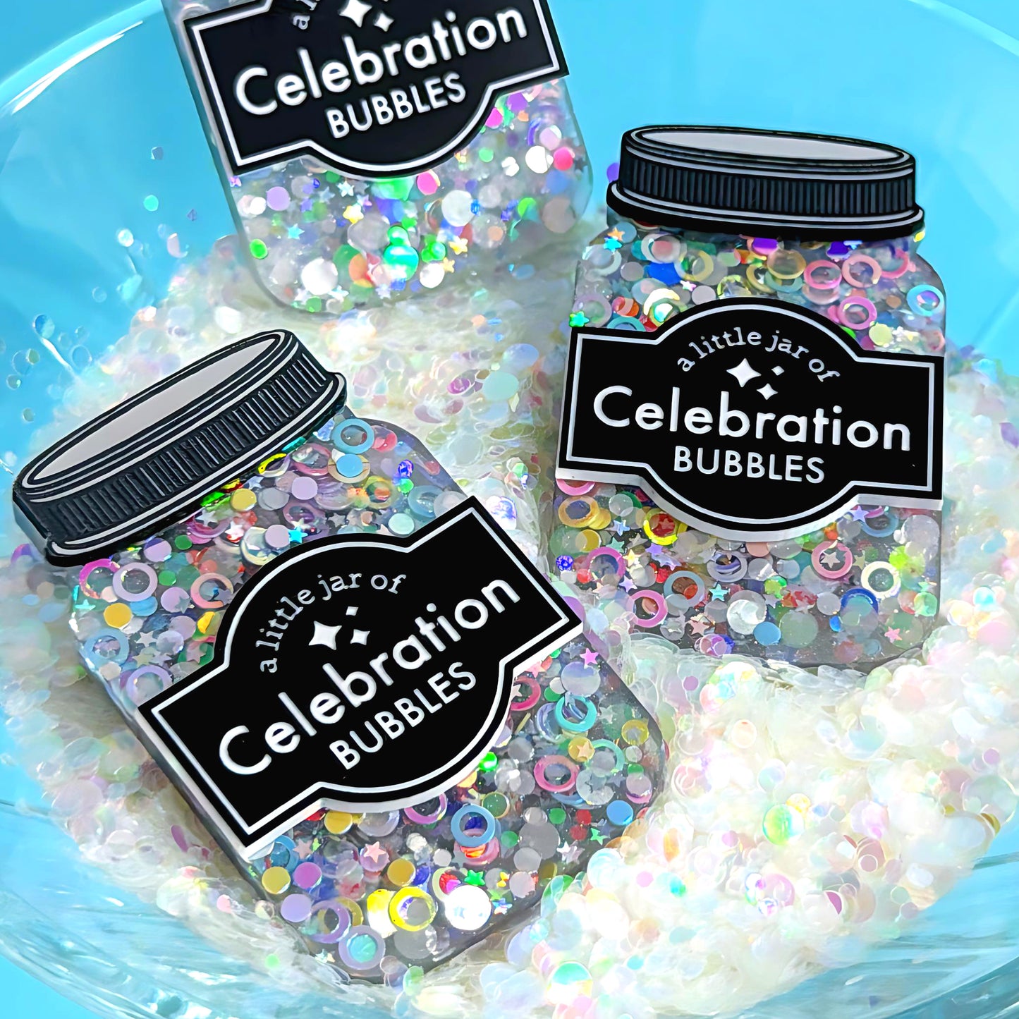 A LITTLE JAR OF : CELEBRATION BUBBLES : Handmade Resin & Acrylic BROOCH